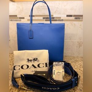 Coach Cashin 32 Leather Tote Bag - Blue Fin